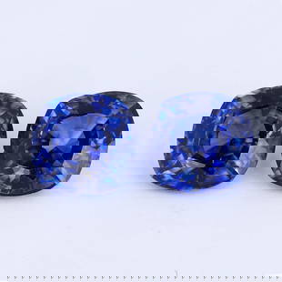 9.88 ct. Pair of Royal Blue Sapphires - SRI LANKA: 9.88 ct. Pair of Royal Blue Sapphires - SRI LANKA Weight - 9.88 ct. Color - Royal Blue Clarity - VVS Cut - Cushion No. of Sapphires - 2 Origin - SRI LANKA <