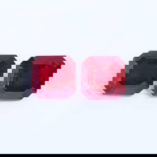 22.42 ct. Pair of Rubies - MOZAMBIQUE: 22.42 ct. Pair of Rubies - MOZAMBIQUE Color - Red Shape - Cut-cornered Cushion Ct. Wt. - 22.42 ct. Clarity - VS No. of Rubies - 2 Origin - MOZAMBIQUE
