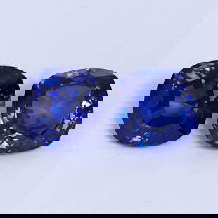 15.01 ct. Pair of Royal Blue Sapphires - SRI LANKA: 15.01 ct. Pair of Royal Blue Sapphires - SRI LANKA Weight - 15.01 ct. Color - Royal Blue Clarity - VS Cut - Cushion No. of Sapphires - 2 Origin - SRI LANKA