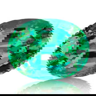 GRS Certified 4.26 ct. Green Emerald - COLOMBIA: GRS Certified 4.26 ct. Green Emerald - COLOMBIA Ct. wt.- 4.26 ct. Color- Green Cut-Oval Brilliant / Faceted cut Clarity - VS Dimensions - 11.79 x 10.03 x 6.40 mm Origin - On repo