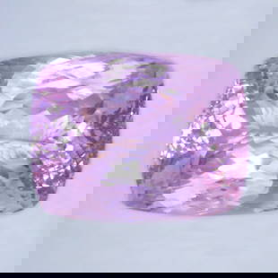 IGI Cert. 107.37 ct. Kunzite Purplish Pink AFGHANISTAN: IGI Certified 107.37 ct. - Large Kunzite - Purplish Pink - AFGHANISTAN Cut - Rectangular Cushion Mixed cut Color - Light Purplish Pink Clarity - VVS Ct. Weight - 107.37 ct. Dimensions - 29.29