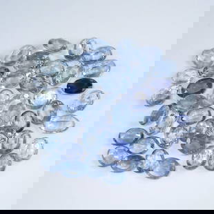 9.53 ct. Oval Shape Blue Sapphire Lot - MADAGASCAR: 9.53 ct. Blue Sapphire Lot - MADAGASCAR Color - Light Blue - Blue Cut - Oval Mixed Cut Ct. Wt. - 9.53 ct. Clarity - VS - SI Dimensions - Mix sizes : 4 mm to 5 mm No. of Sapphires - 42
