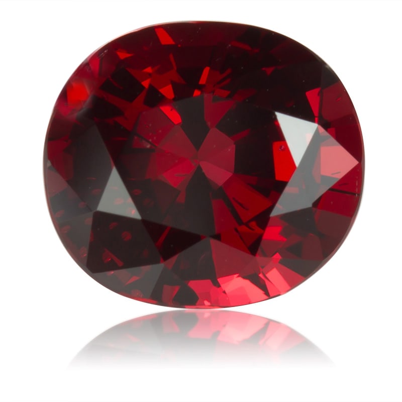 GIA Cert. 11.92 ct. Red Spinel - BURMA, MYANMAR: GIA Certified 11.92 ct. Red Spinel - BURMA, MYANMAR (MOGOK) Color - Dark Red Cut - Oval Brilliant Step cut Ct. Weight - 11.92 ct. Clarity - VS Dimensions - 16.07 x 13.46 x 6.21 mm <