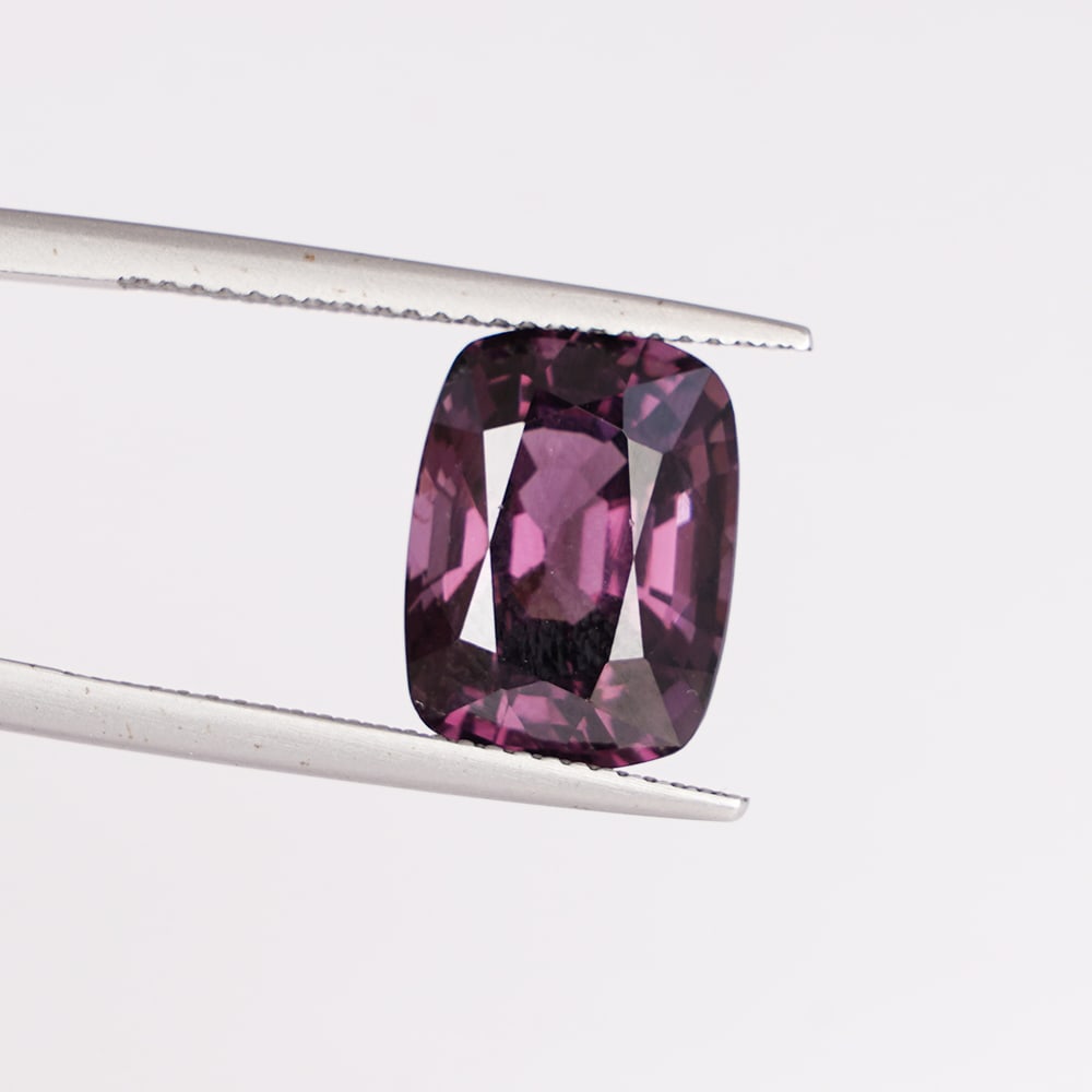 LOTUS Certified 7.37 ct. Purple Spinel - BURMA, MYANMAR: LOTUS Certified 7.37 ct. Purple Spinel - BURMA, MYANMAR Cut - Antique Cushion Brilliant Step Cut Color - Purple Clarity - VVS Saturation - Rich Tone - Deep Ct. Weight - 7.37 ct. Di
