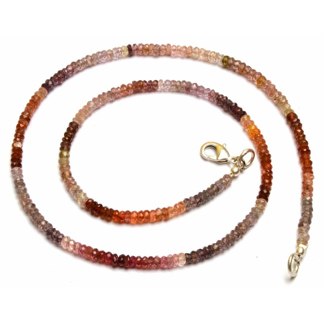 54.00 ct. Multi-color Spinel Rondelle Beads Necklace: 54.00 ct. Natural Multi-color Spinel Rondelle Beads Single strand Necklace Color - Multi-color Shape - Rondelle beads Gem Weight - 54.00 ct. Size - 3.5 mm Approx. With sterling silver