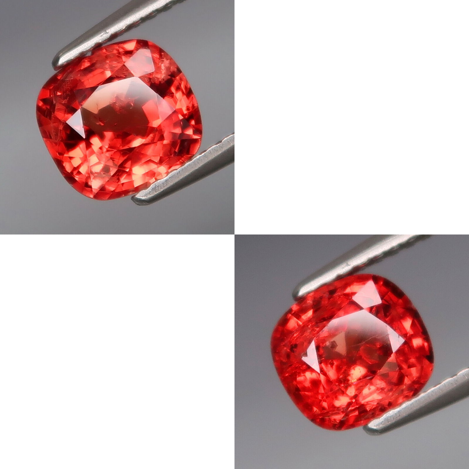 IGI Certified 3.61 ct. Pair of Natural Spinels - BURMA, MYANMAR: IGI Certified 3.61 ct. Pair of Natural Spinels - BURMA, MYANMAR Color - Orange Clarity - SI and I1-I2 Cut - Rectangular Cushion Mixed cut Ct. Weight - 1.80 + 1.81 = 3.61 ct.