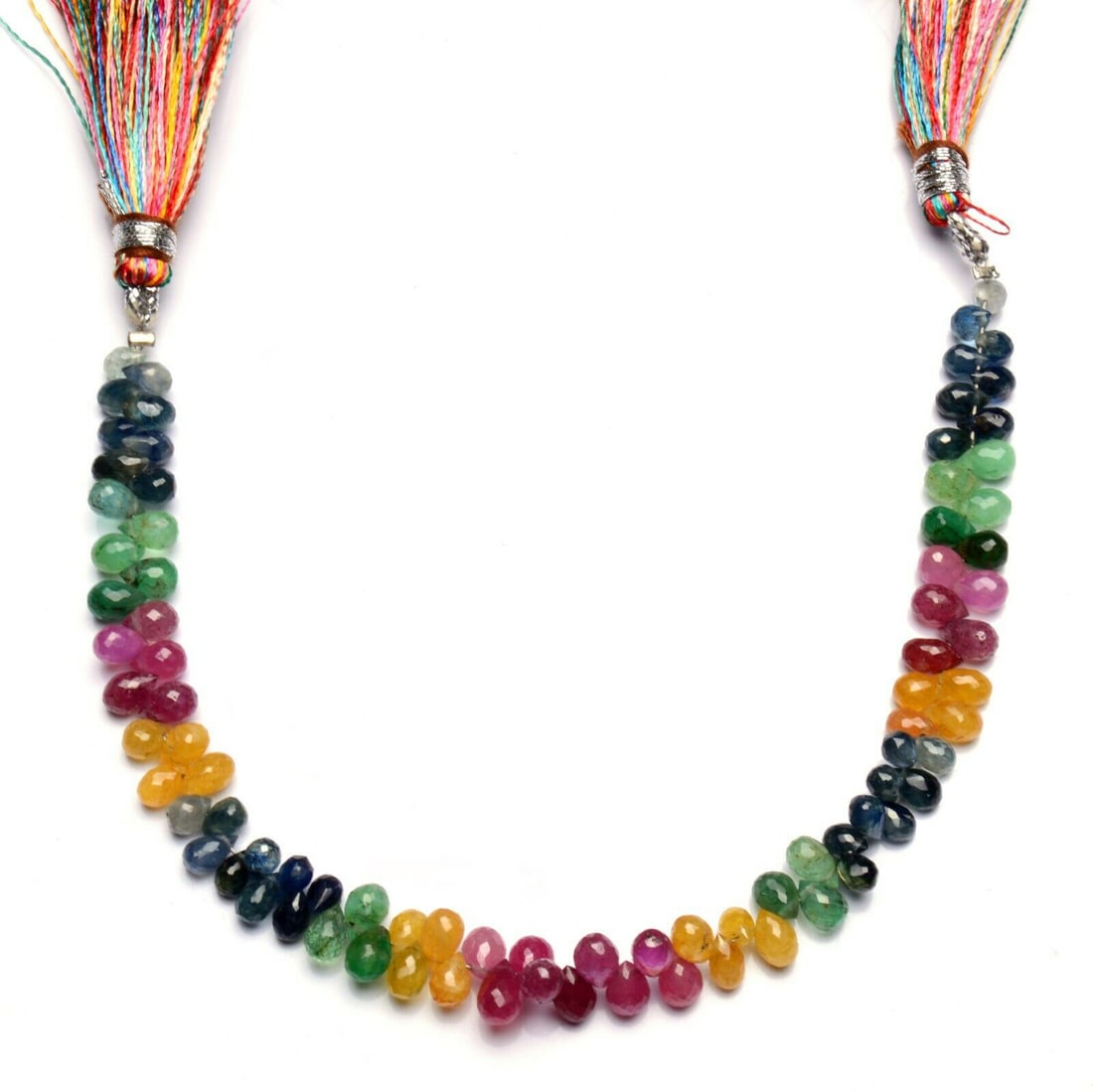 44ct. Emerald,Ruby & Sapphire Beads strand for Necklace (1 of 9)