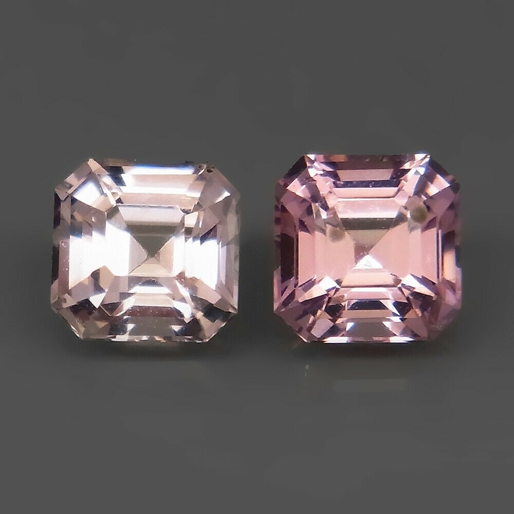 1.33 ct. Pair of Lavender color Spinel - BURMA, MYANMAR: 1.33 ct. Pair of Lavender color Spinel - BURMA, MYANMAR Color - Lavender Clarity - VS Cut - Emerald cut Ct. Weight - 1.33 ct. Size - 5 x 5 mm No. of Spinel - 2 </