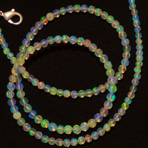 26.00 ct. Natural Rainbow Opal Round Beads Necklace (1 of 5)