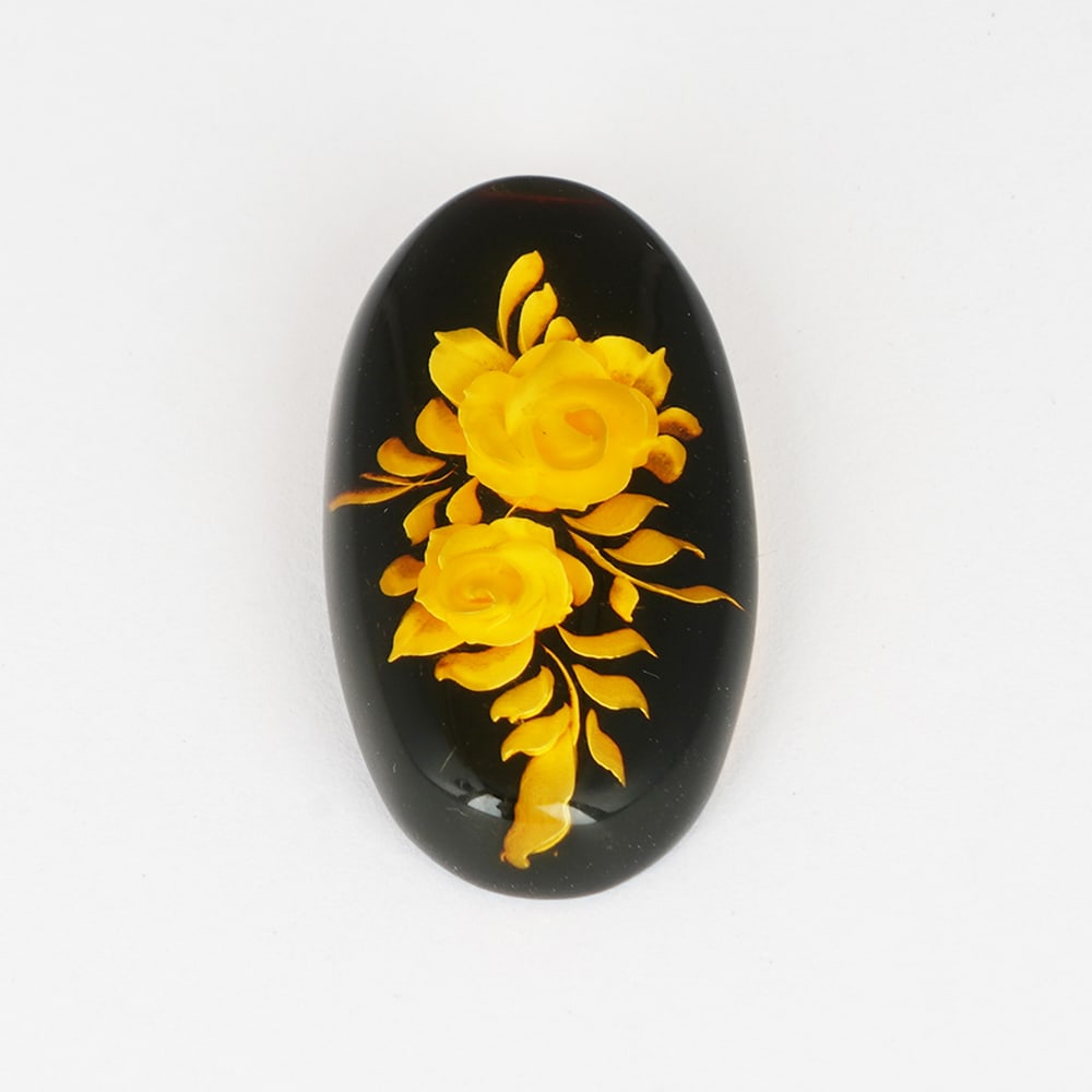 6.38 ct. Amber floral Intaglio Carving (1 of 5)
