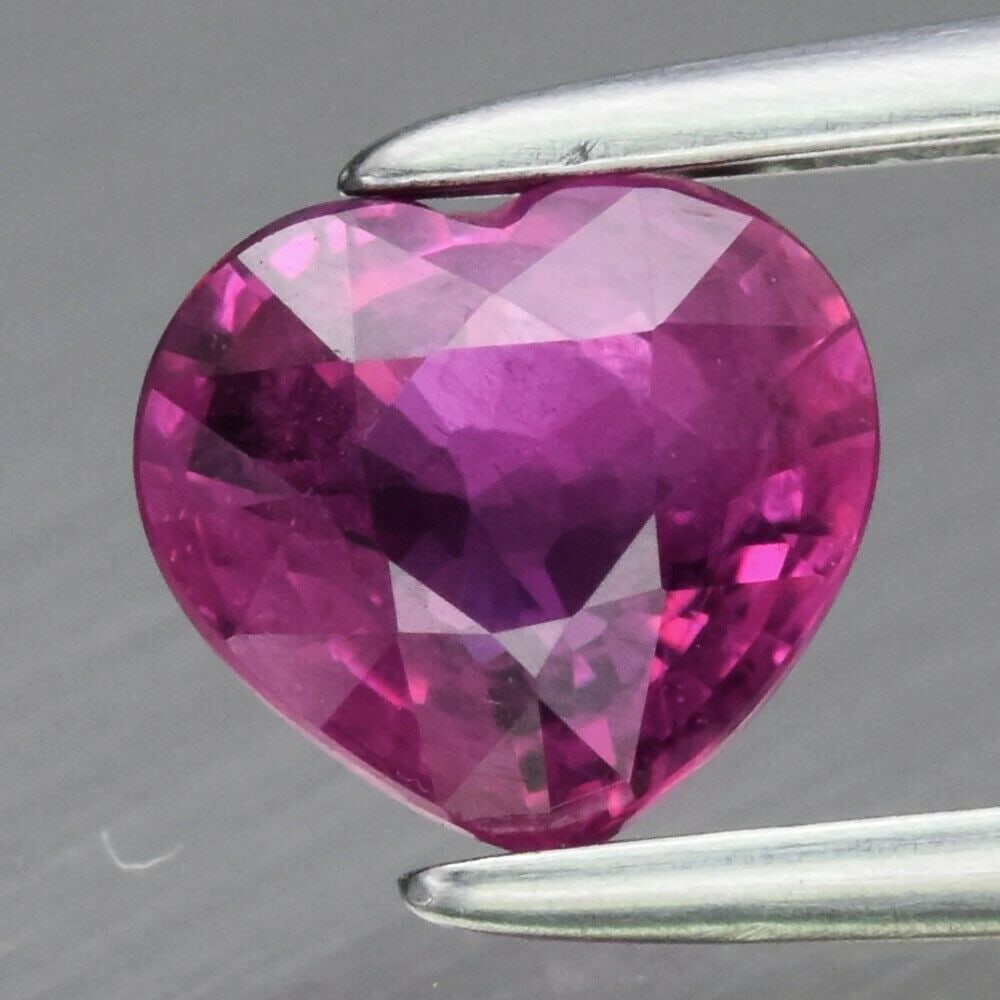 0.75 ct. Natural Unheated Purplish Red Ruby - MADAGASCAR, AFRICA: 0.75 ct. Natural Unheated Purplish Red Ruby - MADAGASCAR, AFRICA Shape - Heart Color - Purplish Red Clarity - SI1 Ct. Weight - 0.75 ct. Dimensions - 5.53 x 5.06 x 3.09 mm Origin