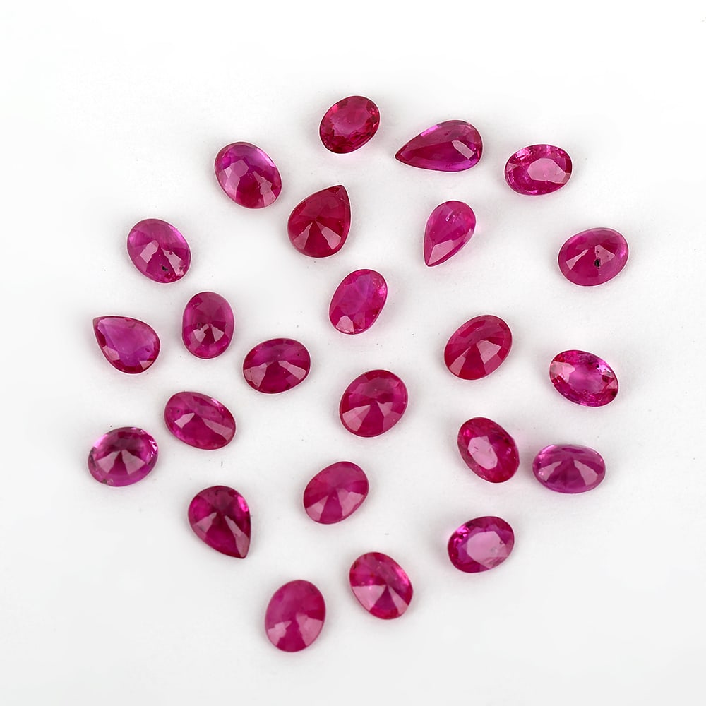 4.77 ct. Ruby Lot - BURMA: 4.77 ct. Ruby Lot - BURMA Color - Red Shape - Pear & Oval Ct. Wt. - 4.77 ct. Clarity - VS-SI No. of