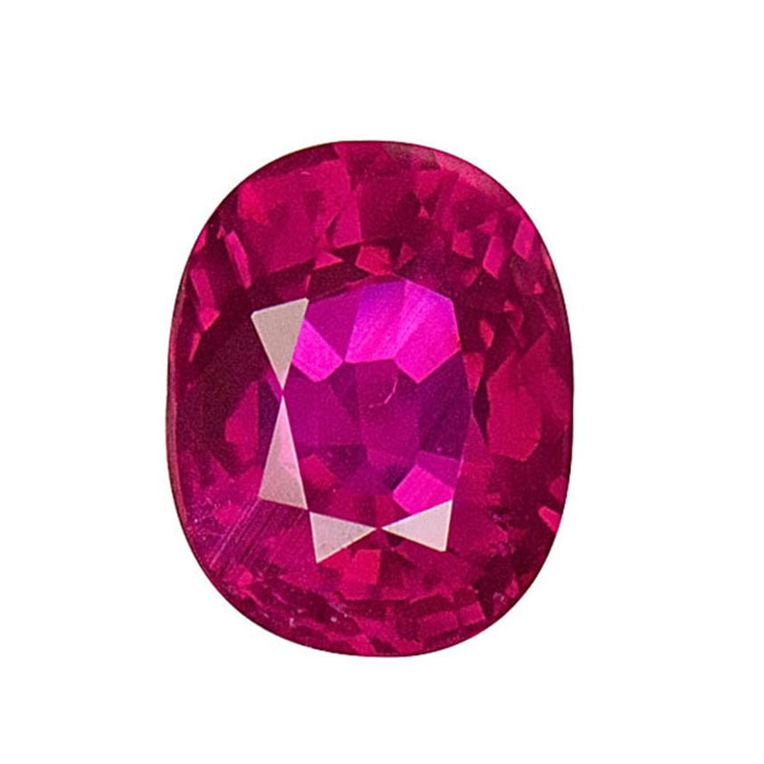 GIA Certified 2.10 ct. Untreated Ruby - BURMA, MYANMAR: GIA Certified 2.10 ct. Untreated Ruby - BURMA, MYANMAR Ct. Wt. - 2.10 ct. Cut - Oval Brilliant Modified Step cut Color - Red Clarity - VVS Dimensions - 7.95 X 6.24 X 4.44 mm Orig