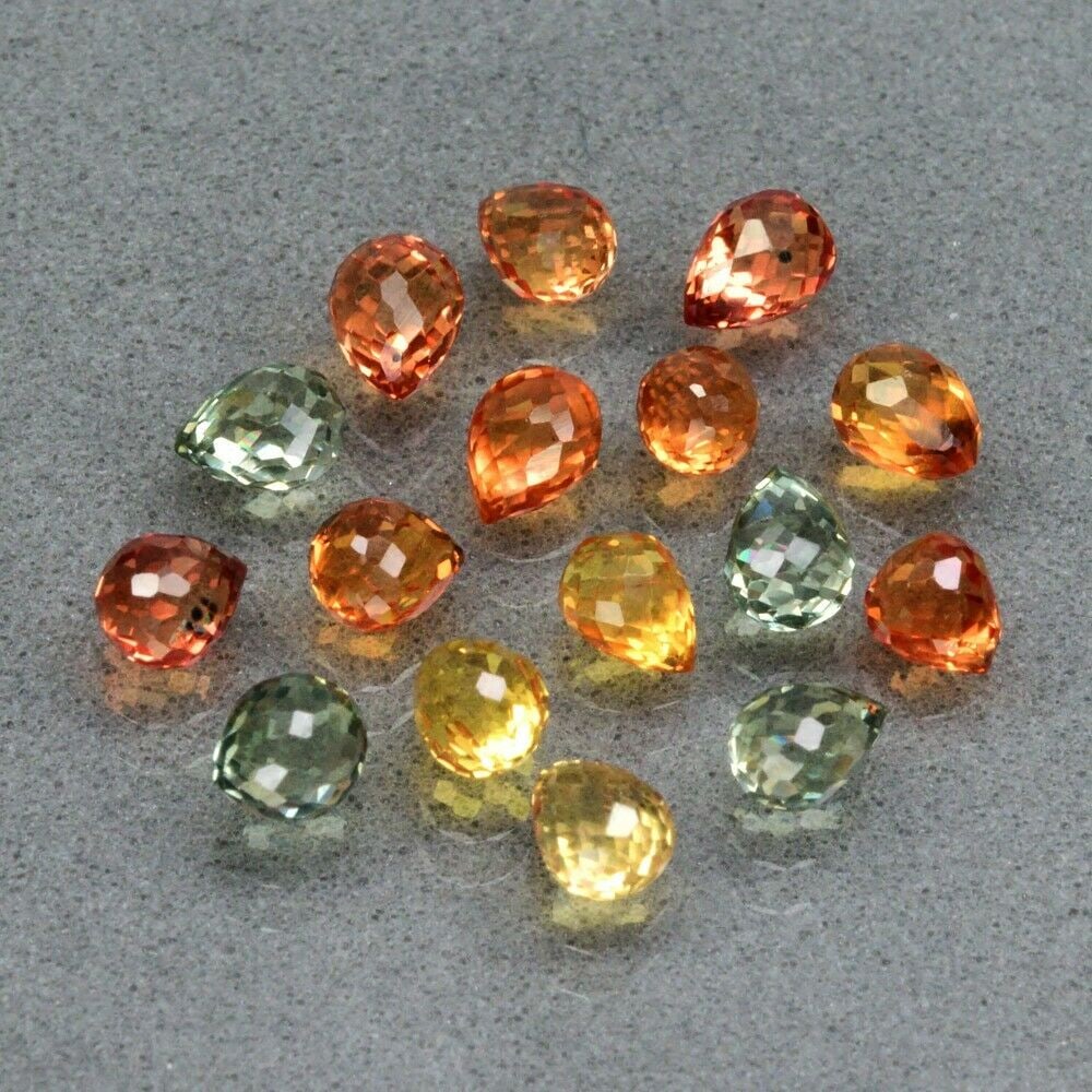 5.00 ct. Natural Mix color Sapphires - TANZANIA: 5.00 ct. Natural Mix color Sapphires - TANZANIA Shape - Briolette Color - Mix Clarity - VS-IF Ct. Weight - 5.00 ct. Dimensions - 3.50 x 3.00 to 4.20 x 3.00 mm No. of Sapphires - 16