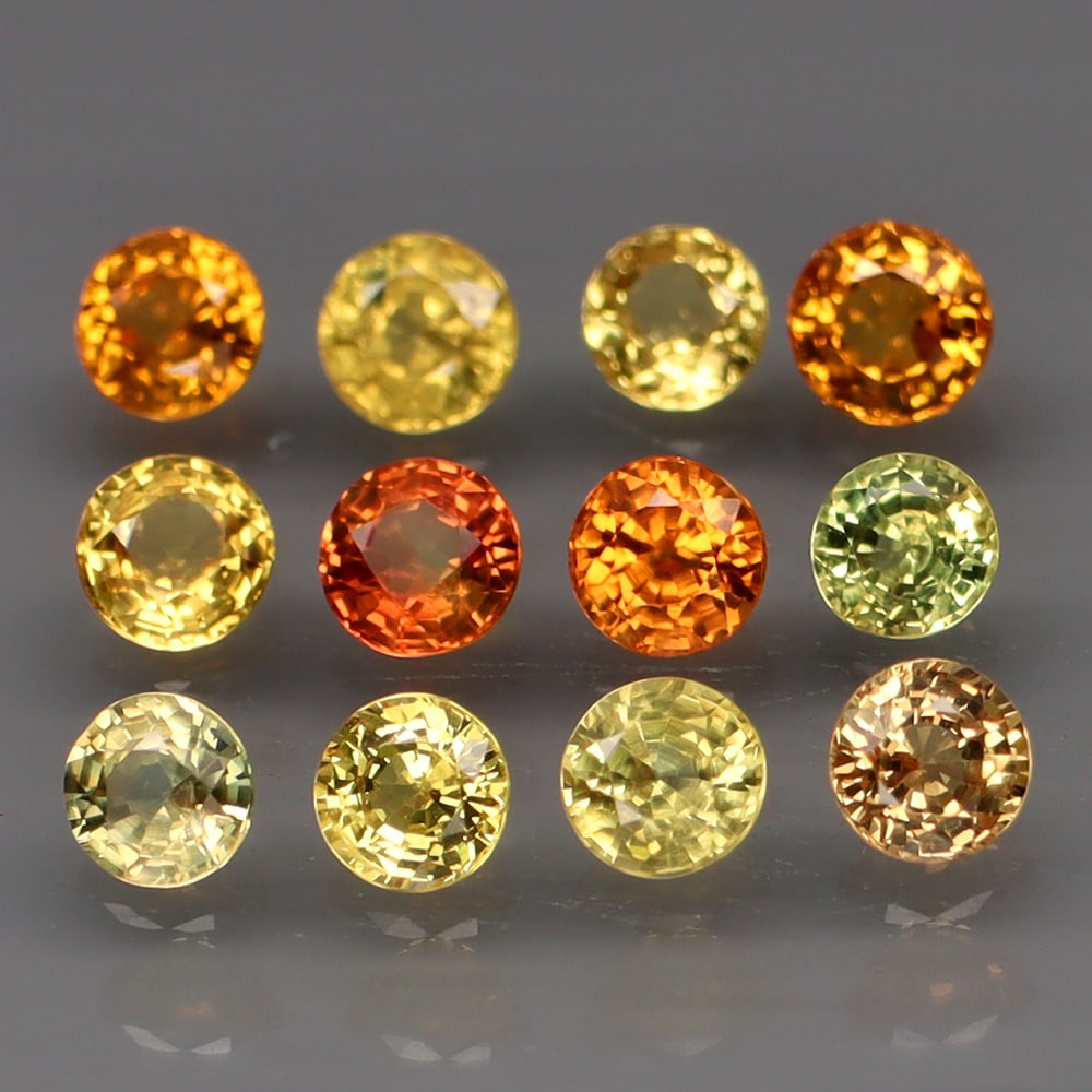 HGL Certified 2.86 ct. Sapphire - AFRICA: HGL Certified 2.86 ct. Sapphire - AFRICA Color - Fancy color Cut - Round Ct. Weight - 2.86 ct. Size - 3.2 to 3.5mm Treatment - Beryllium Heated Clarity - VS No. of pieces - 12 <