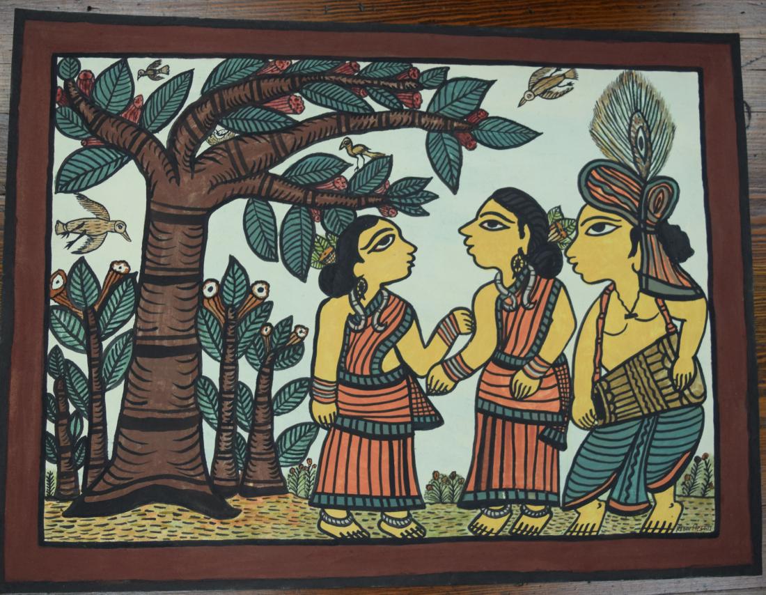 INDIAN ORIGINAL TRIBAL PAITKAR PAINTING: - Sep 30, 2018 | White's Auctions in MA