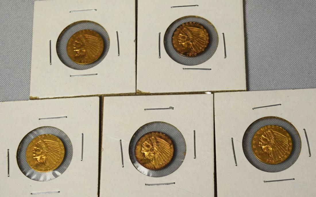 FIVE US INDIAN HEAD TWO & HALF DOLLAR GOLD COINS: (1 of 4)