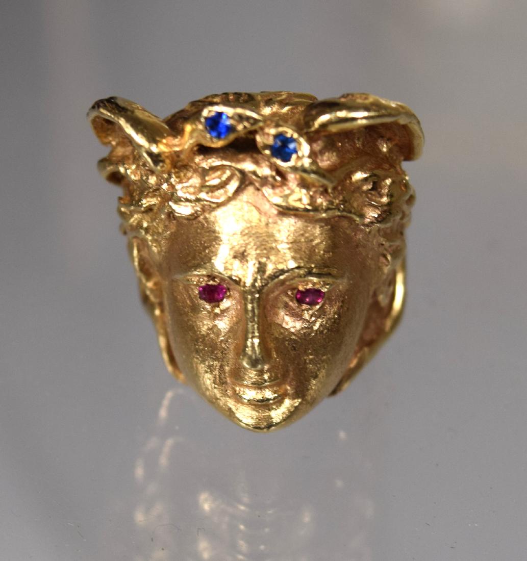 14KT FIGURAL MEDUSA HAND MADE GOLD RING: (1 of 3)
