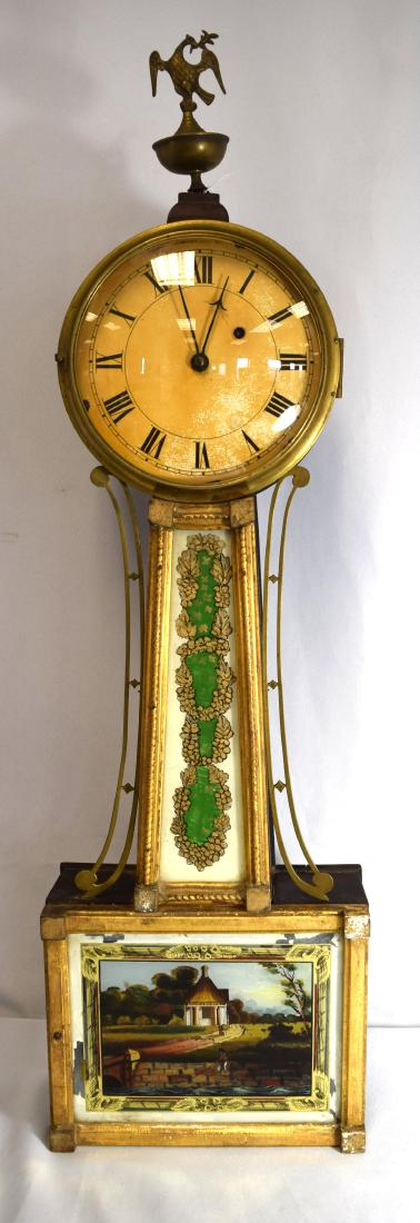 AMERICAN FEDERAL REVERSE PAINTED GLASS BANJO CLOCK: (1 of 8)