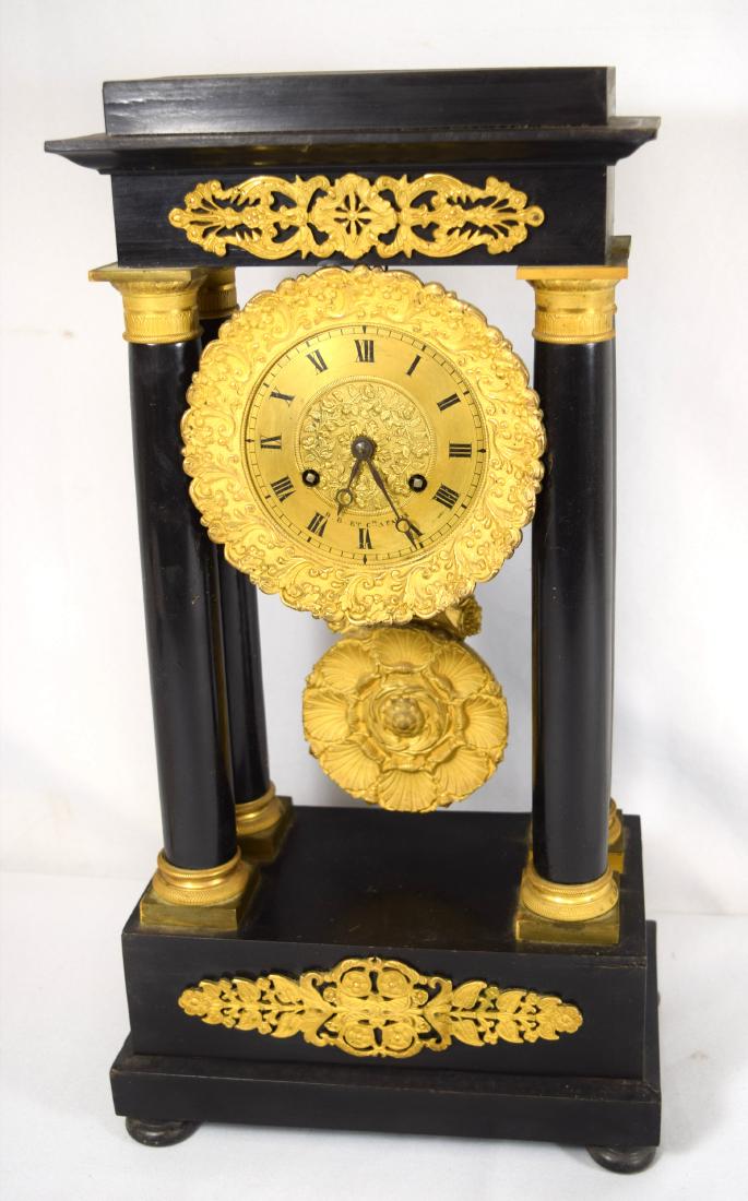 FRENCH CLASSICAL EMPIRE PORTICO COLUMN CLOCK: (1 of 5)