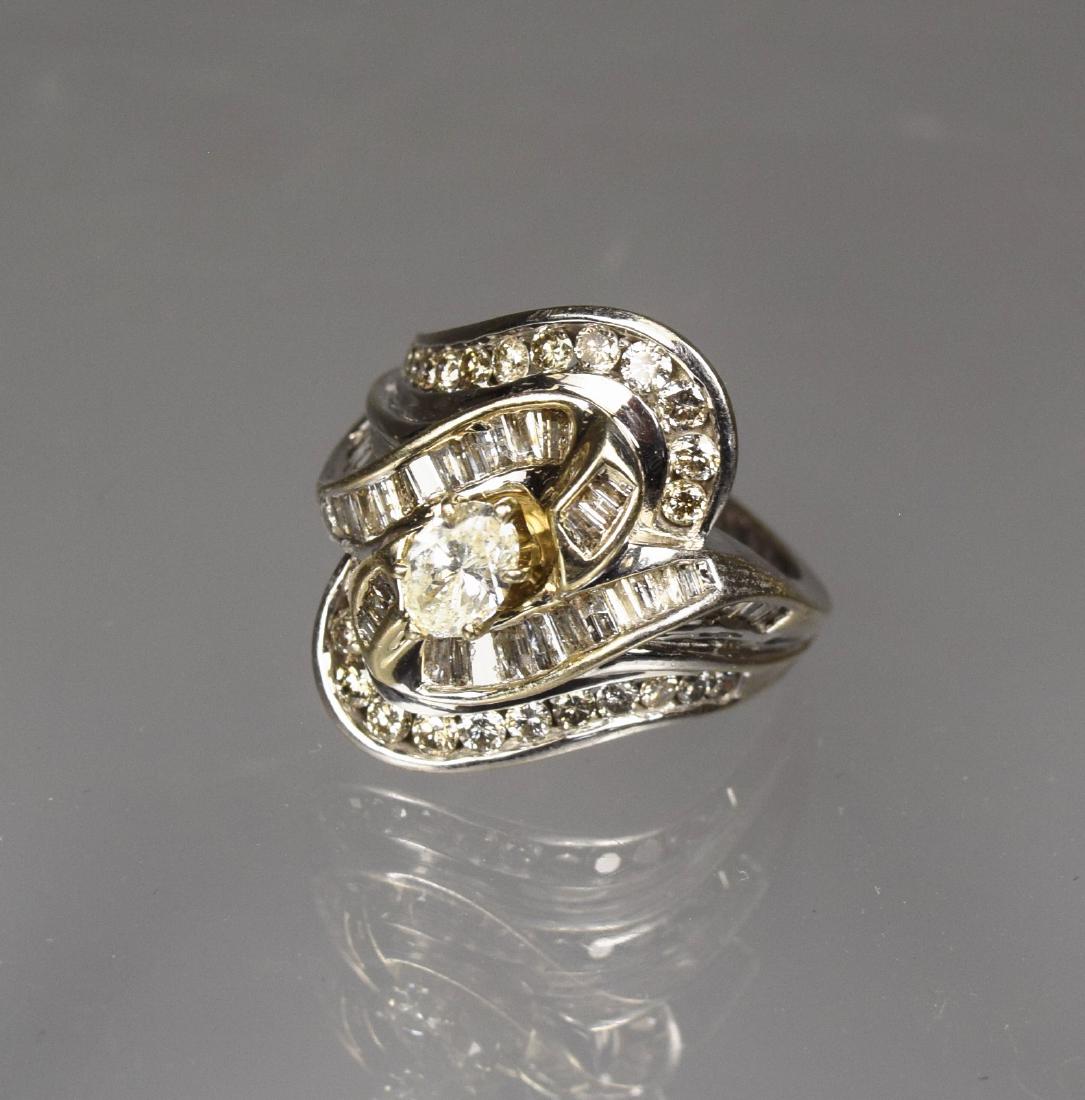 14KT WHITE GOLD & MULTI SHAPE DIAMOND RING: (1 of 3)