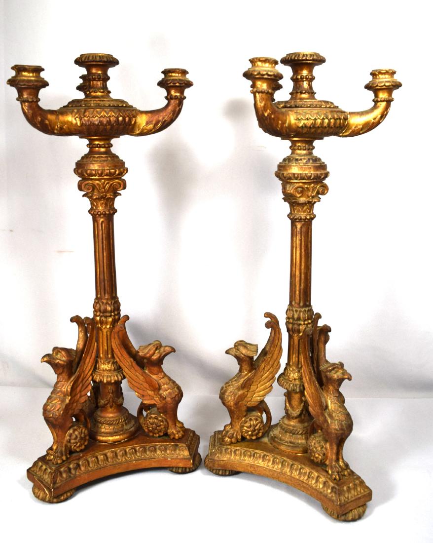 PAIR OF EUROPEAN or ITALIAN GILTWOOD CANDELABRAS: (1 of 5)