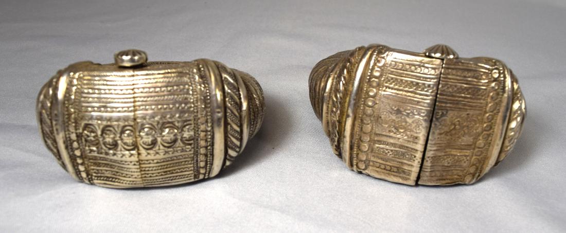 TWO HEAVY GERMAN SILVER MIDDLE EASTERN BRACELETS: (1 of 5)