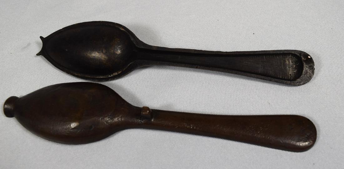 18TH/19TH C BRASS TWO PART SPOON MOLD: (1 of 3)