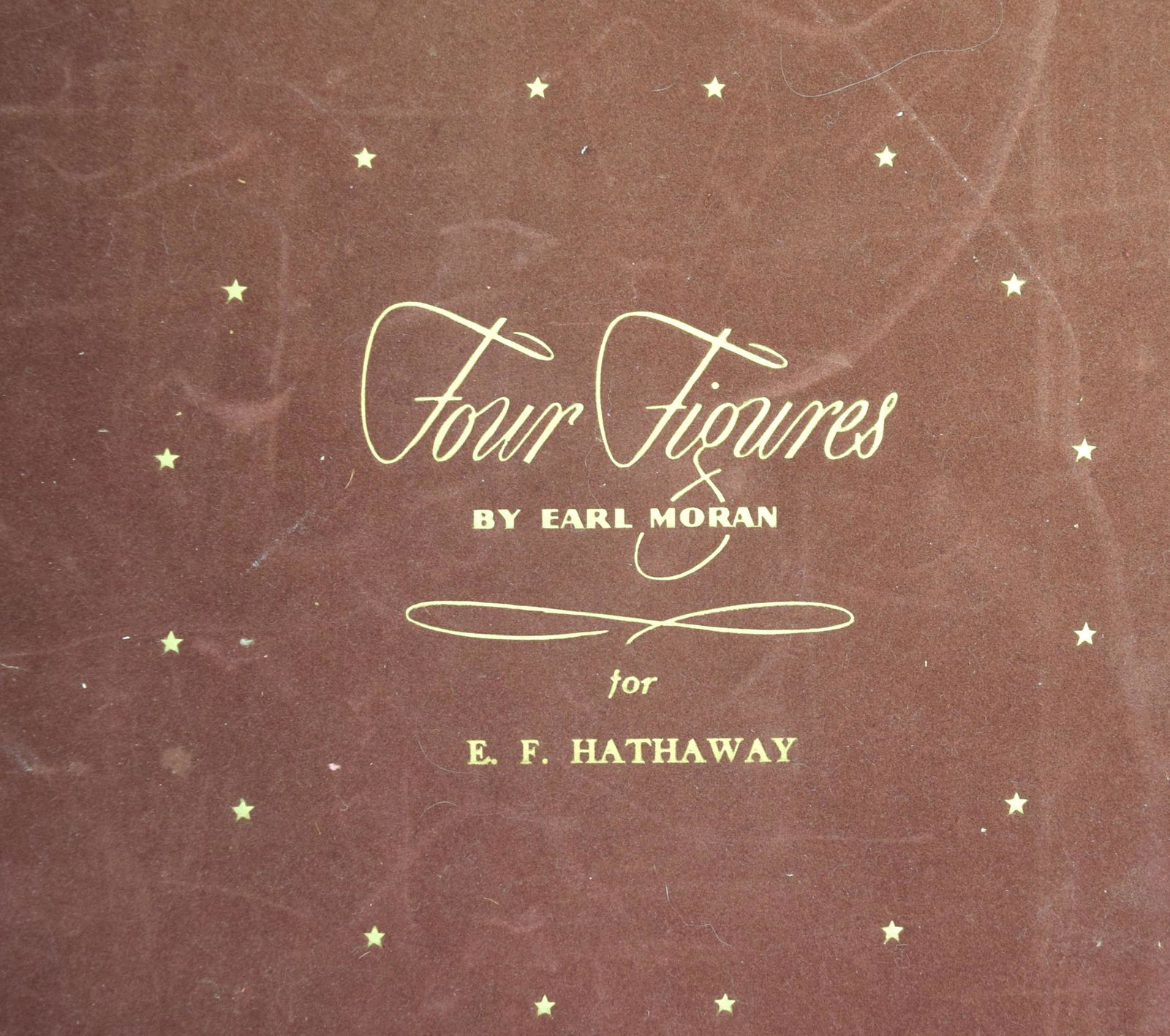 FOUR FIGURE BOX SET OF EARL MORAN NUDE PIN-UP GIRL: Ca. 1940’s. Earl Moran (American 1893-1984). Images 14 1/2 inches x 10 3/4 inches. Matted. Original box titled Four Figures by Earl Moran for E.F. Hathaway.