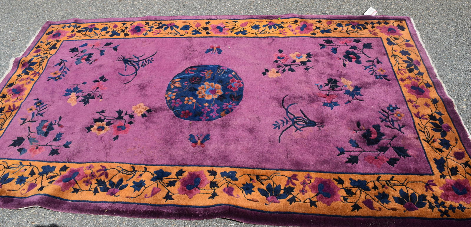 SIGNED CHINESE ORIENTAL NINGXIA ART DECO RUG:  (1 of 6)