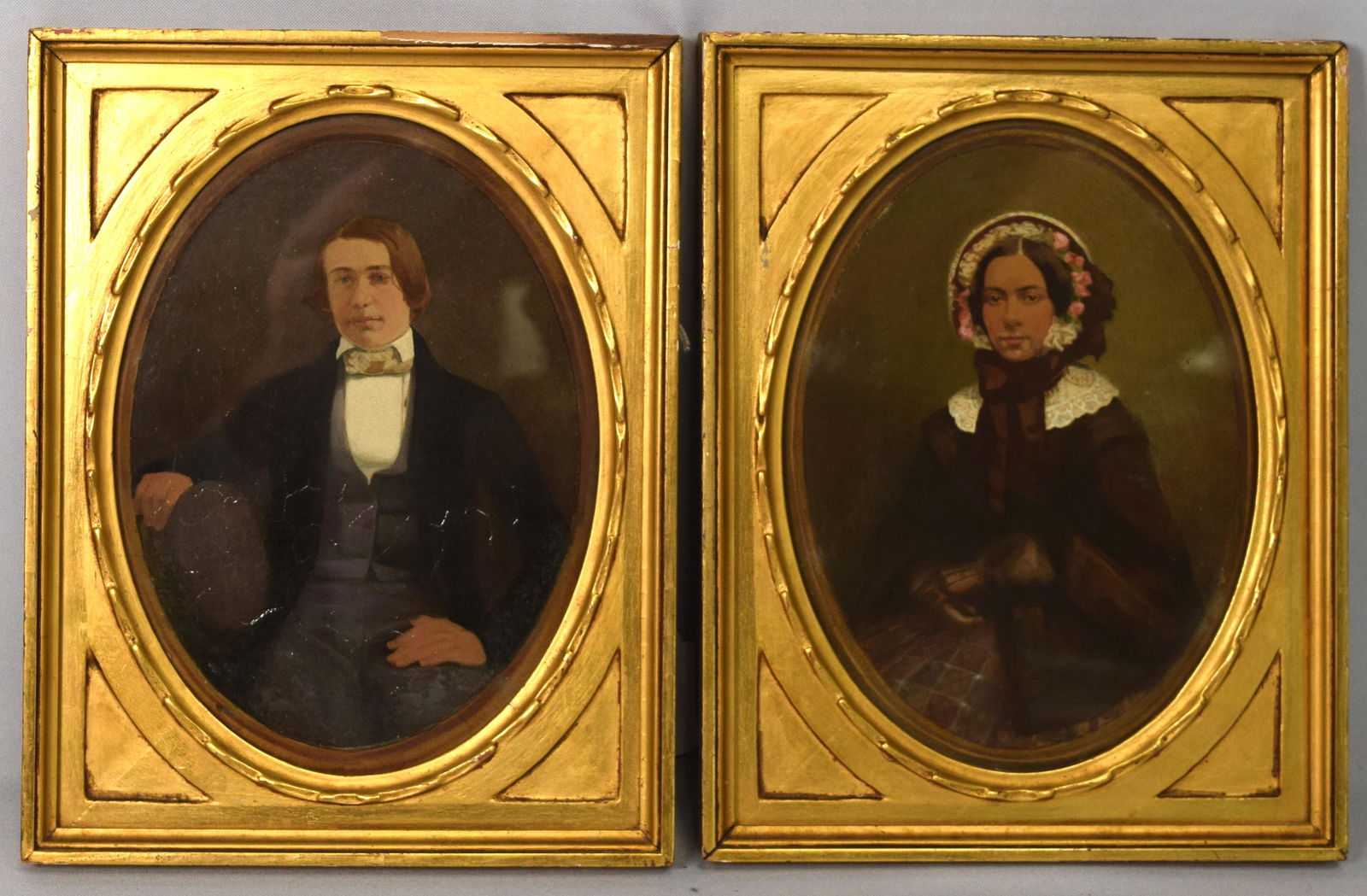 PAIR OF 19TH C MINIATURE PORTAIT PAINTINGS: (1 of 9)