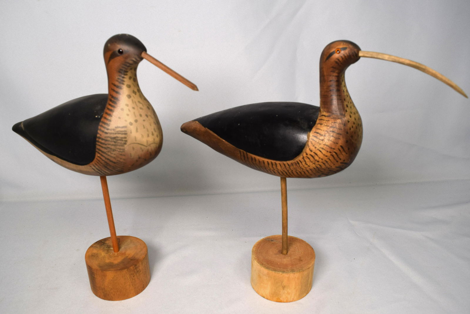 TWO CARVED SHOREBIRD DECOYS: (1 of 4)