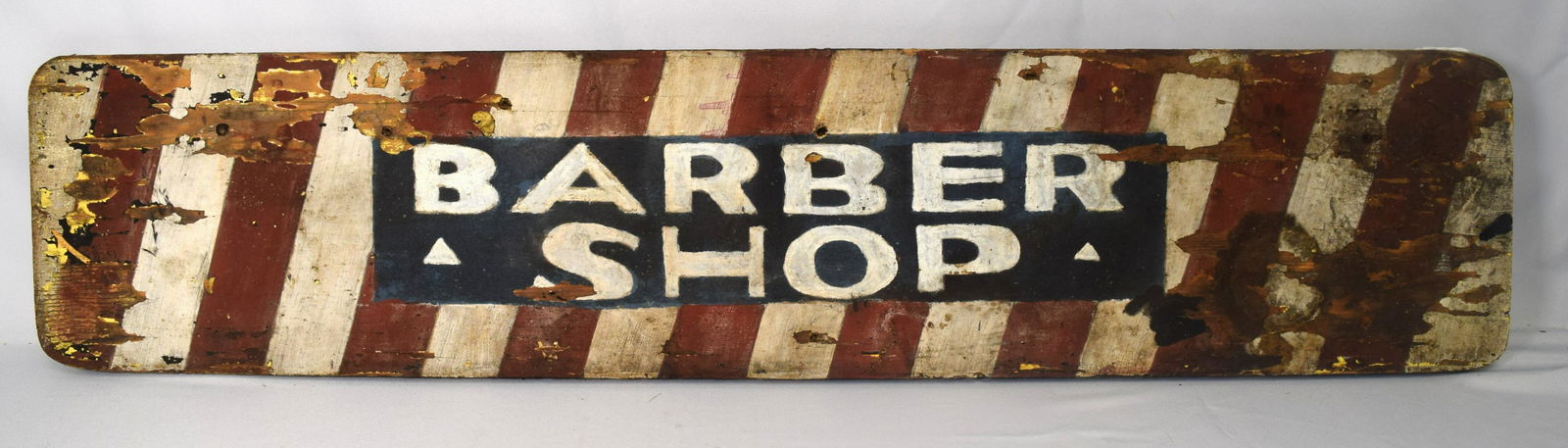 DOUBLE SIDED PAINTED WOOD BARBER SHOP SIGN: (1 of 4)