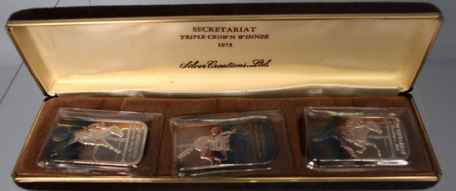 THREE 1973 SECTETARIAT TRIPLE CROWN WINNER .999 SILVER (1 of 4)