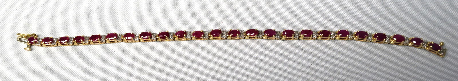 DIAMOND, RUBY, & 14KT GOLD TENNIS BRACELET:  (1 of 5)