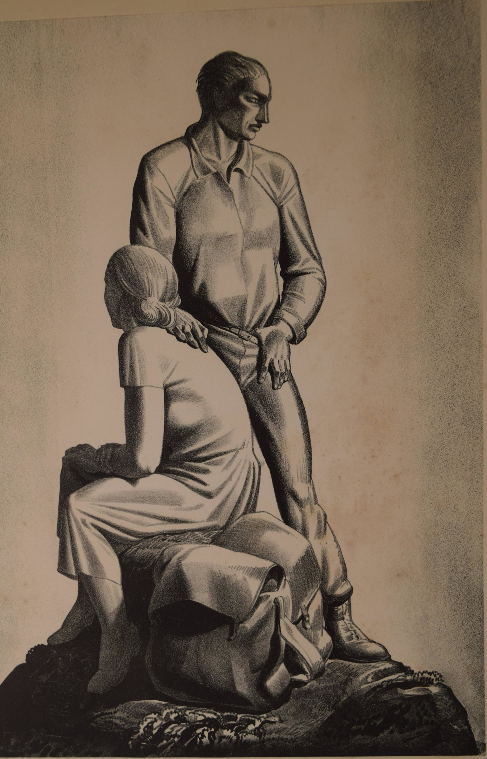1936 ROCKWELL KENT LITHOGRAPH PRINT: Rockwell Kent original lithograph print. Titled with artist name on matting. Measures 13 1/4" x 9 3/8" (image size) and 17 5/8" x 12 7/8" (sheet size). Matting 19 inches x 14inches. Unframed, loose an