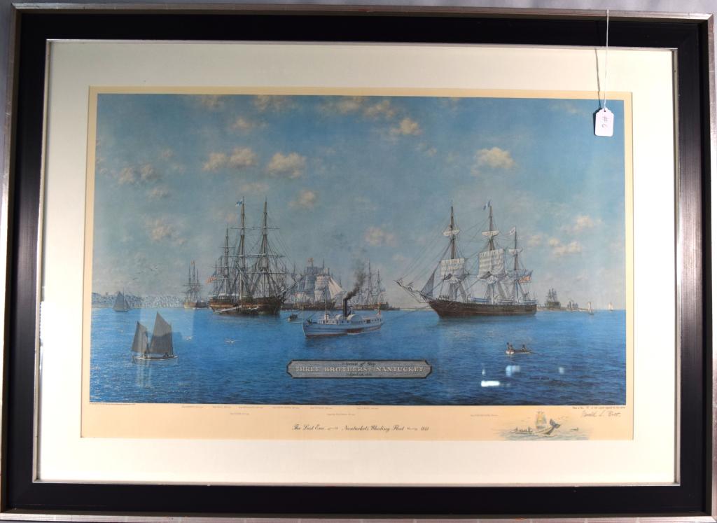 FRAMED NANTUCKET WHALING SHIPS LITHOGRAPH (1 of 13)