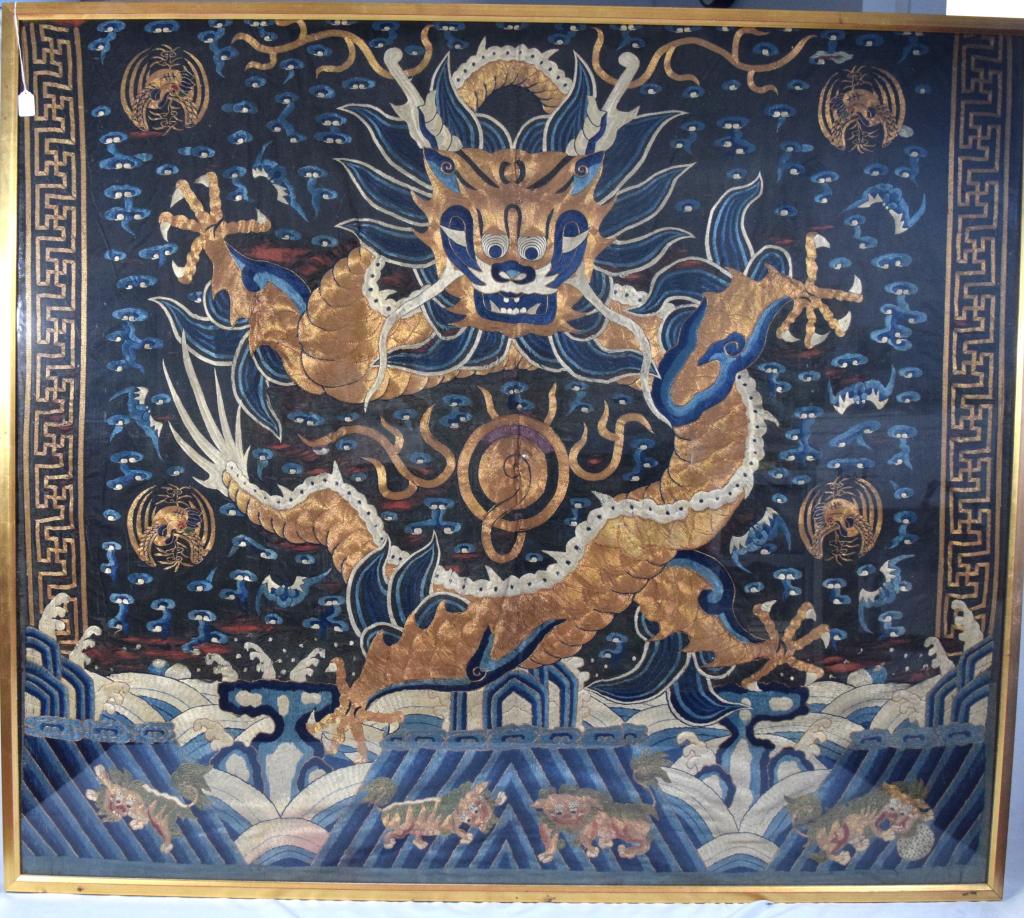 LARGE FRAMED CHINESE SILK DRAGON EMBROIDERY (1 of 20)