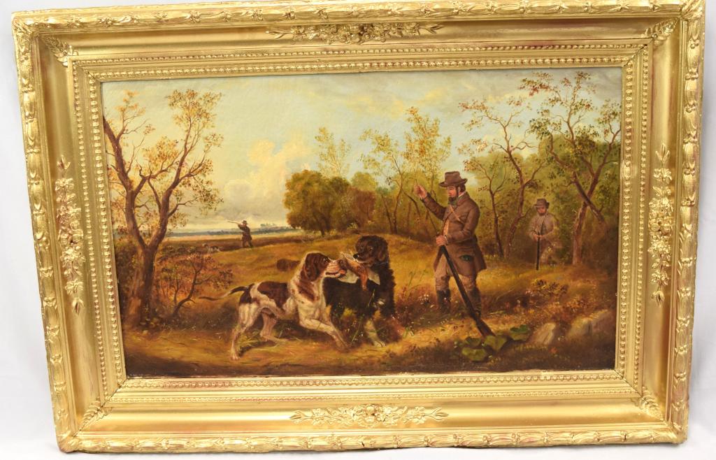 1873 A. V WILLIS HUNTING OIL PAINTING (1 of 3)