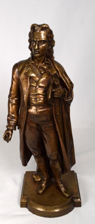 19TH C.  MALE WITH PEN & PAPER BRONZE SCULPTURE (1 of 3)