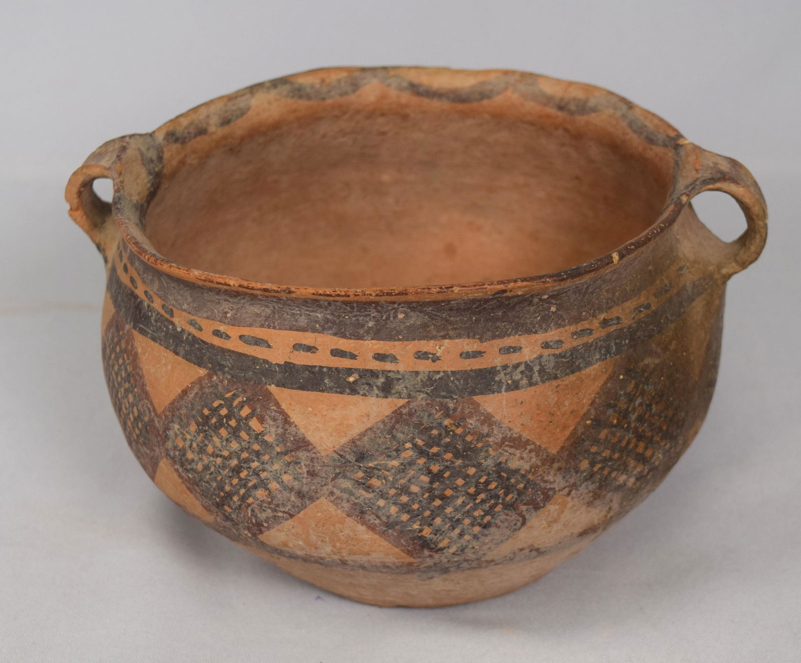 CHINESE NEOLITHIC DOUBLE HANDLE POTTERY VESSEL (1 of 13)