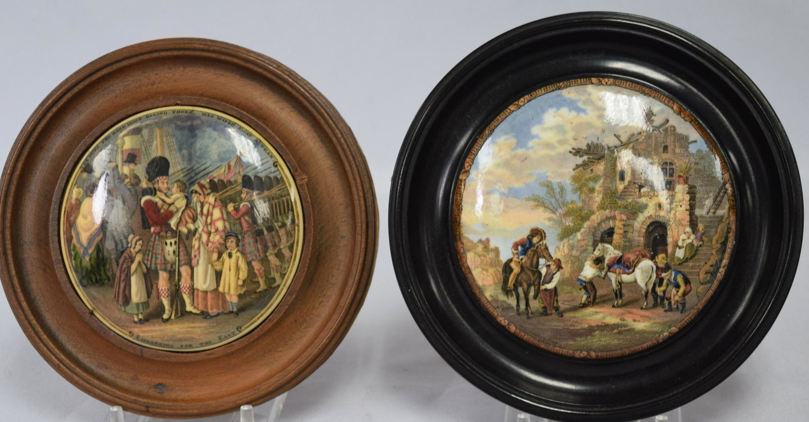TWO 19TH C PRATTWARE POT LIDS (1 of 5)