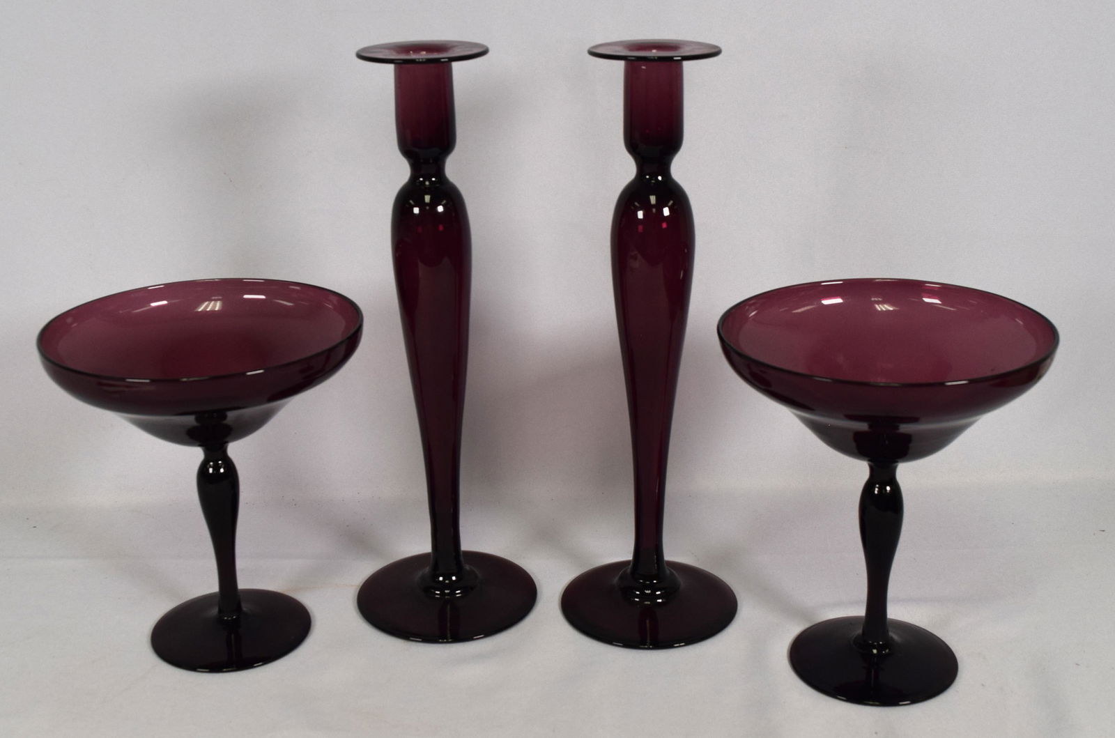PAIRPOINT AMETHYST GLASS CANDLESTICKS, COMPOTES (1 of 1)