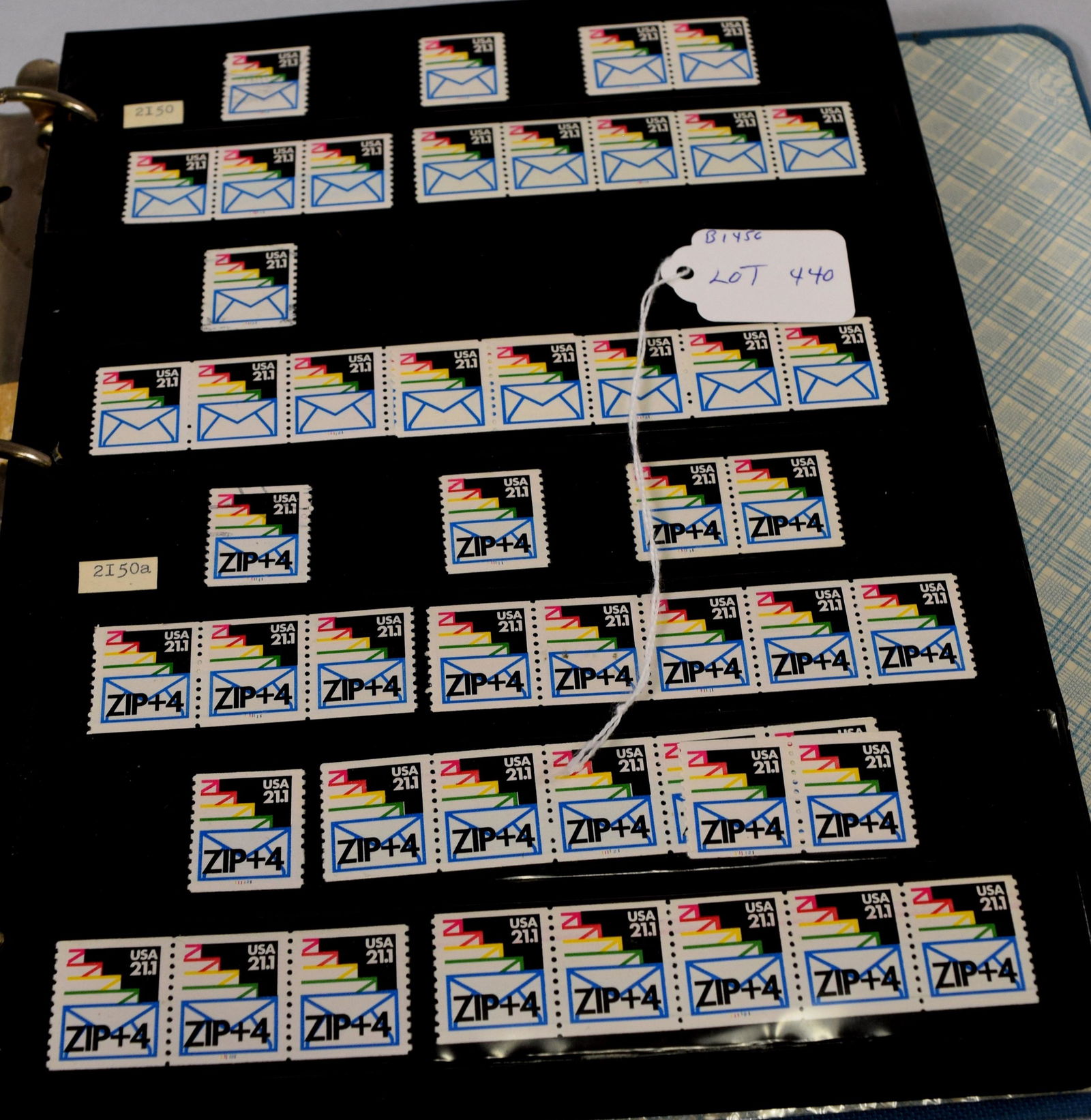 US STAMP ALBUM OF COILS & FREAKS AND ERRORS: in blue album most stamps in album are mint and not hinged. Not used zip+4 stamps=48, 25c stamps=122 , 25C flag stamps not used. 25c=223, not canceled 29c stamps-245, 1 page with mistakes on coil. Unu