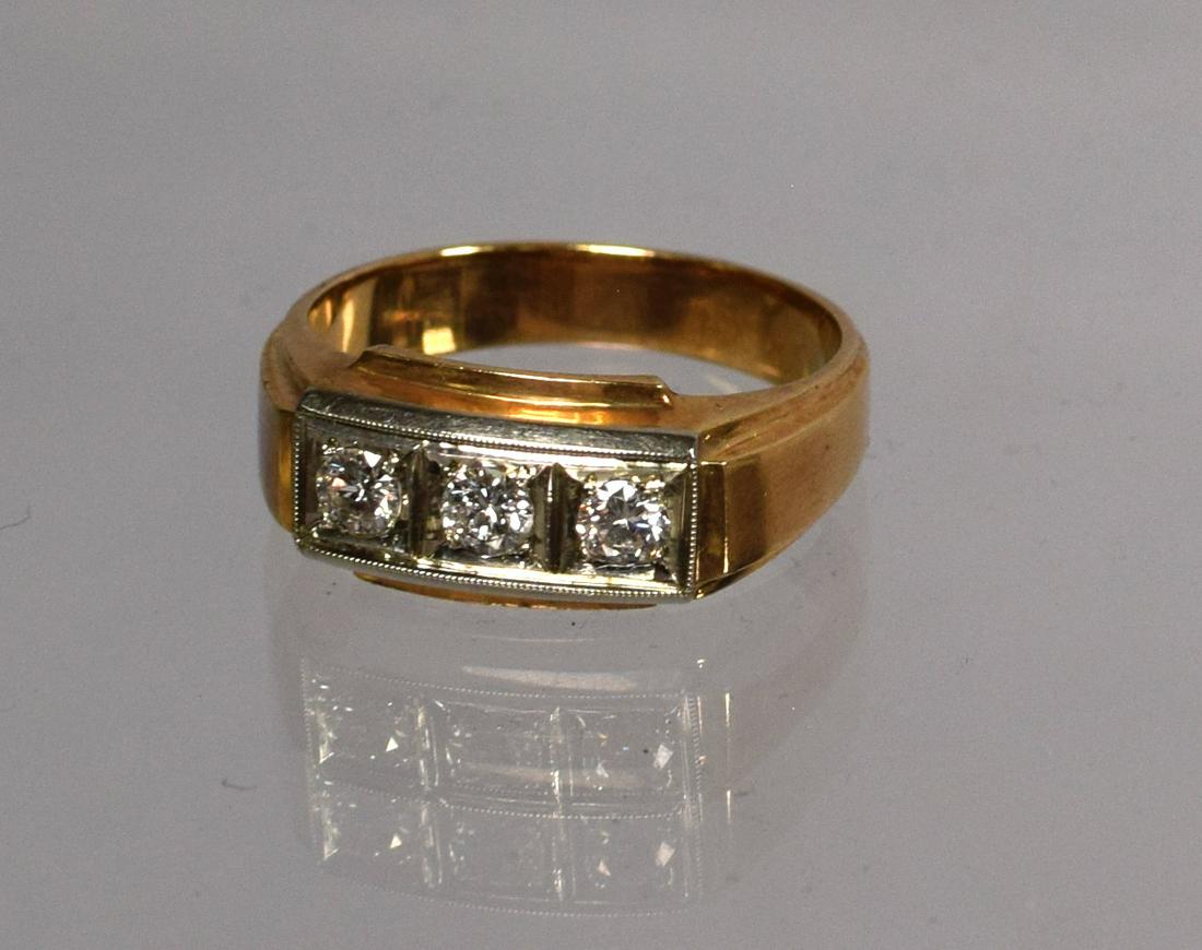 MAN'S THREE DIAMOND & 14K GOLD RING (1 of 1)