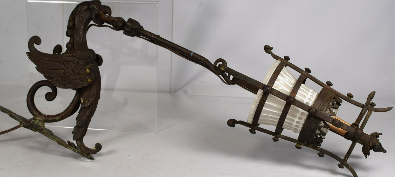 ANTIQUE WINGED GRIFFIN BRASS WALL SCONCE (1 of 5)