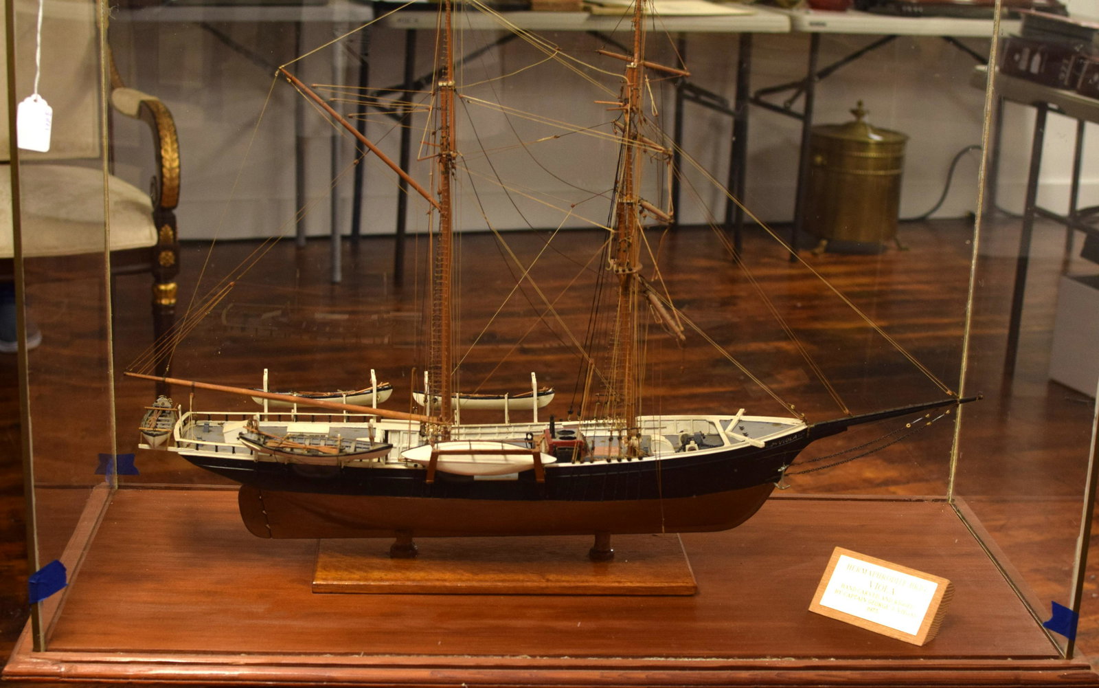 CASED SHIP MODEL BRIGANTINE VIOLA (1 of 6)