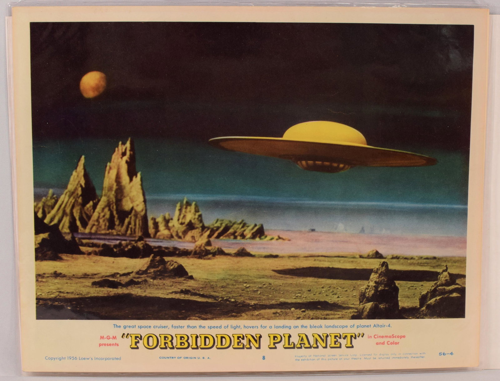FORBIDDEN PLANET LOBBY CARD #8 WITH FLYING SAUCER. (1 of 3)