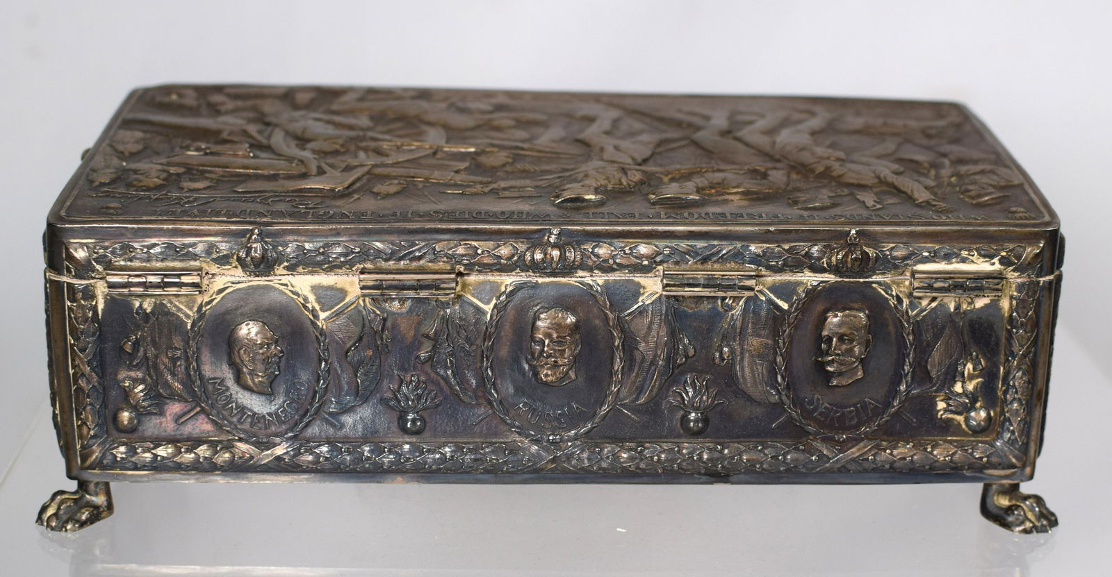 WW1 COMMEMORATIVE SILVER PLATED CIGAR BOX - 5