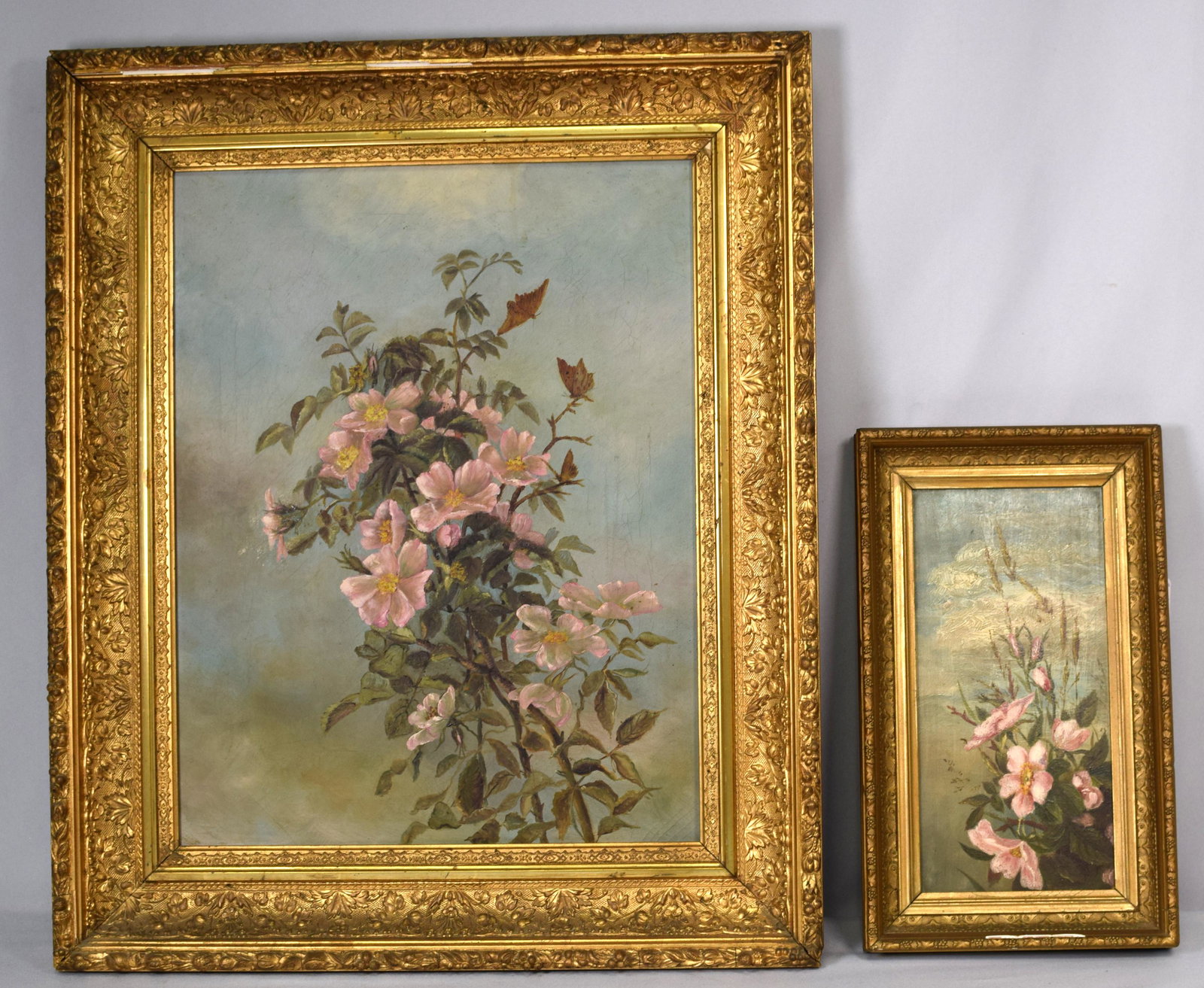 (on-2) 19TH VICTORIAN FLORAL OIL PAINTINGS (1 of 6)